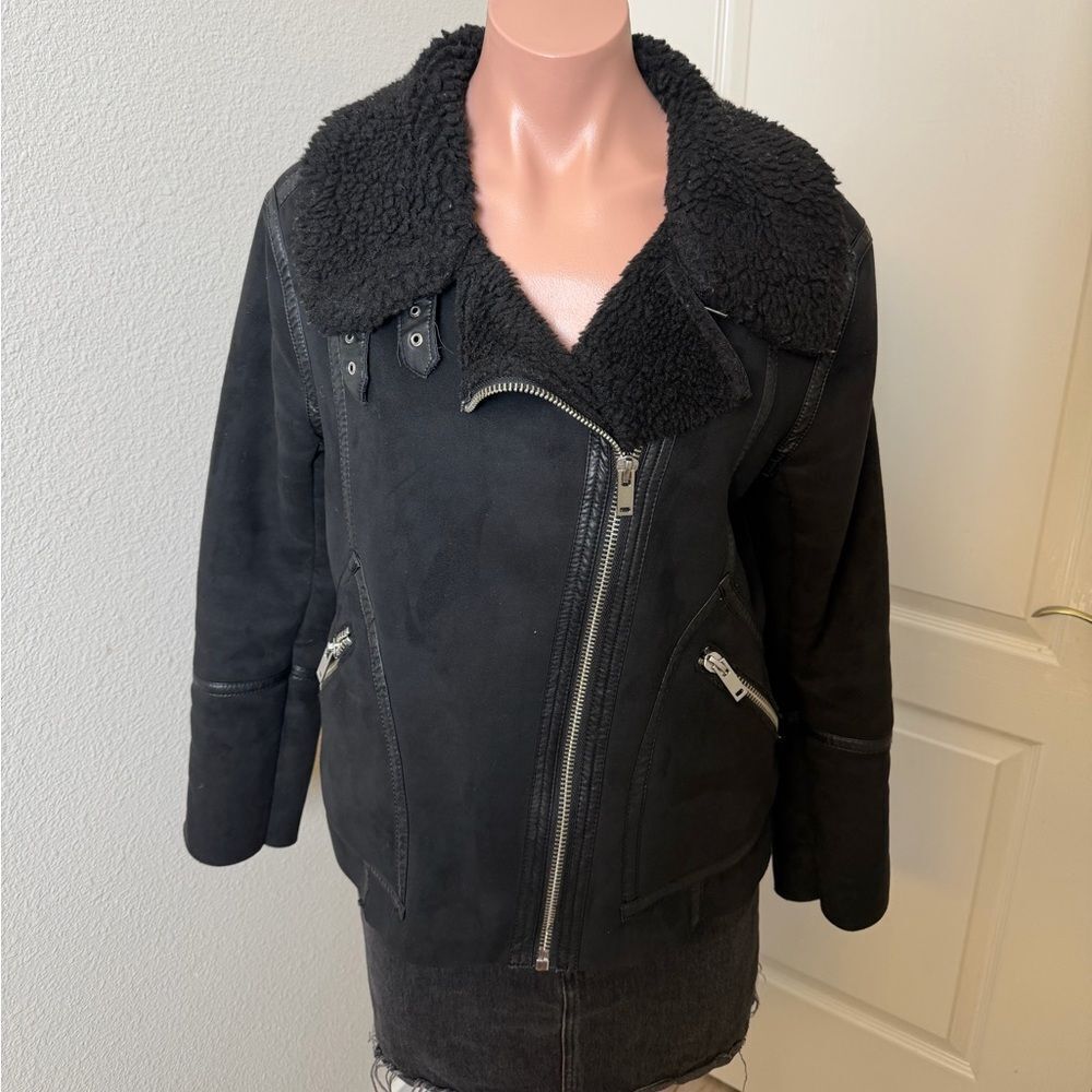 H&M Black Shearling Jacket Sz 2